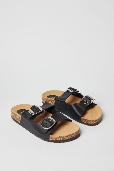 Frida Double Buckle Detail Footbed Sandals