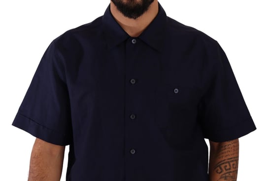 Camisa de Hombre de Manga Corta Azul Marino de Botones Dolce & Gabbana - Image 4