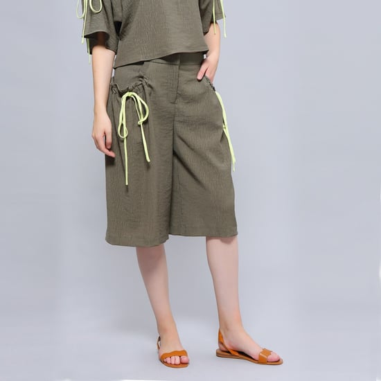 Casual Wide Leg Capri Trousers - Image 1