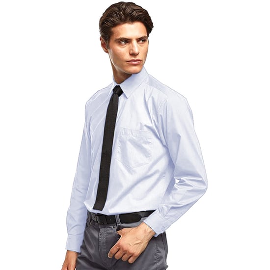 Premier Mens Premier Poplin Long-Sleeved Formal Shirt (Light Blue) - Image 2