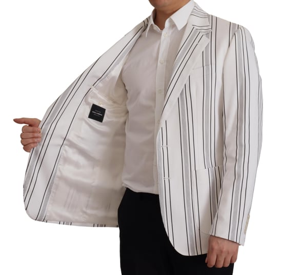 Blazer de hombre de algodón de una sola botonadura con rayas blancas Dolce & Gabbana - Image 4