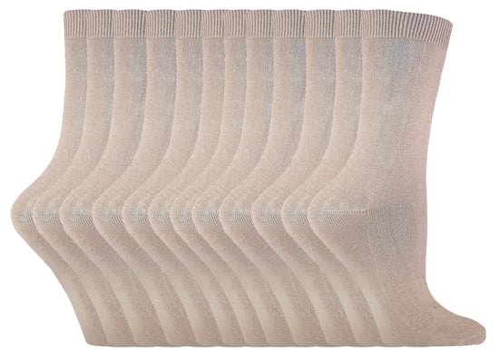 Calcetines de algodón para mujer | 12 pares | Snob | Calcetines de colores para mujer - Beige - Image 1