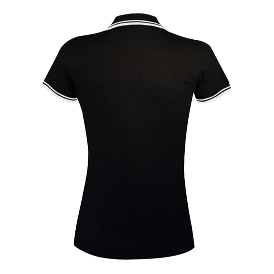 SOLS Womens/Ladies Pasadena Polo Shirt (Black/White) - Image 2
