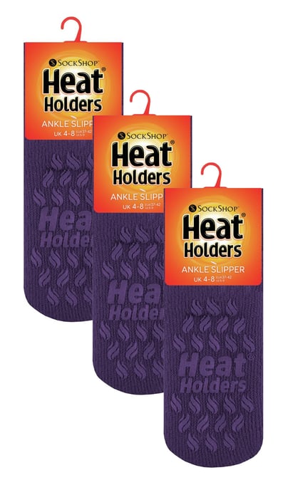 Calcetines Tobilleros con Pinzas - 3 Pares Multipack Ladies Ankle Slipper Socks with Grippers - Deepest Plum - Image 2