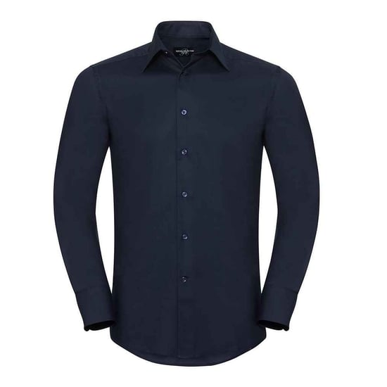 Russell Collection Mens Oxford Tailored Long-Sleeved Formal Shirt (Bright Navy) - Image 1