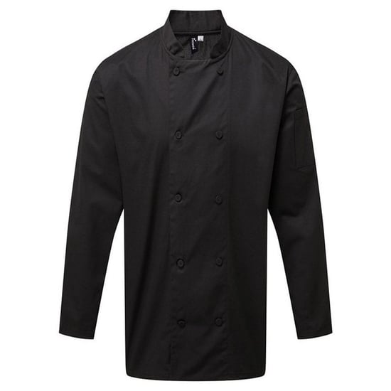 Premier Mens Coolchecker Long-Sleeved Chef Jacket (Black) - Image 1
