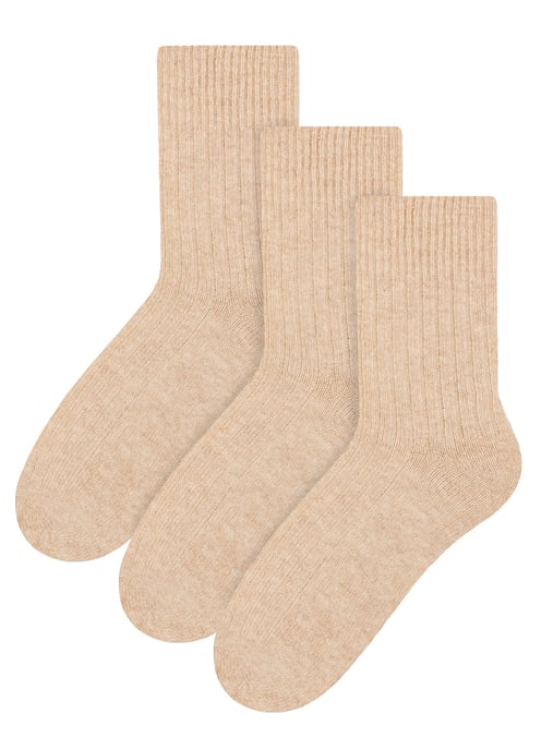 3 Pares de Calcetines de Lana para Mujer - Beige - Image 1