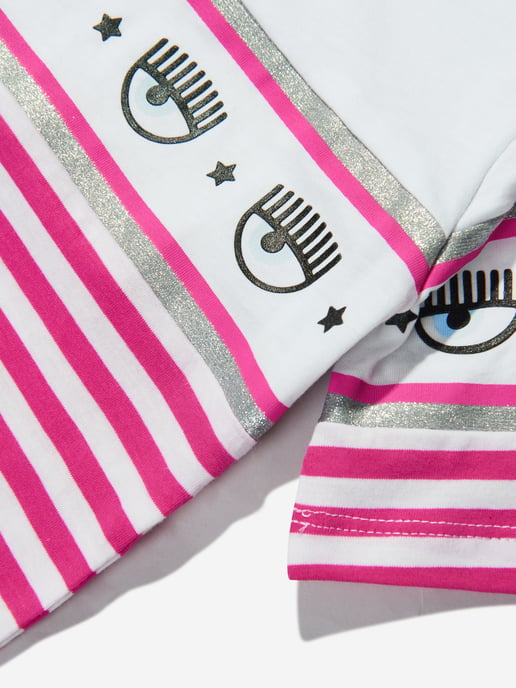 Chiara Ferragni Girls Cotton Jersey Striped Logo T-Shirt