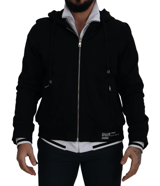 Chaqueta de hombre con capucha y cremallera completa en poliéster negro de Dolce & Gabbana - Image 1