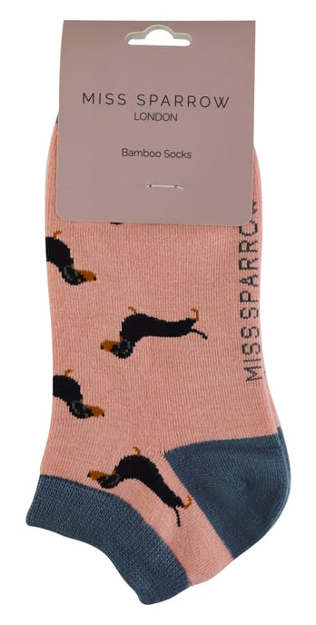 Calcetines de Bambú para Mujer | Miss Sparrow | Calcetines Bajos Transpirables para Mujer - Perros Salchicha (Rosa) - Image 2