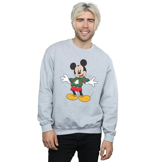 Disney Mens Mickey Mouse Christmas Jumper Stroke Sweatshirt (Sports Grey)