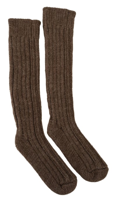 Calcetas para mujer Dolce & Gabbana Chic de mezcla de lana marrón hasta la rodilla - Image 1