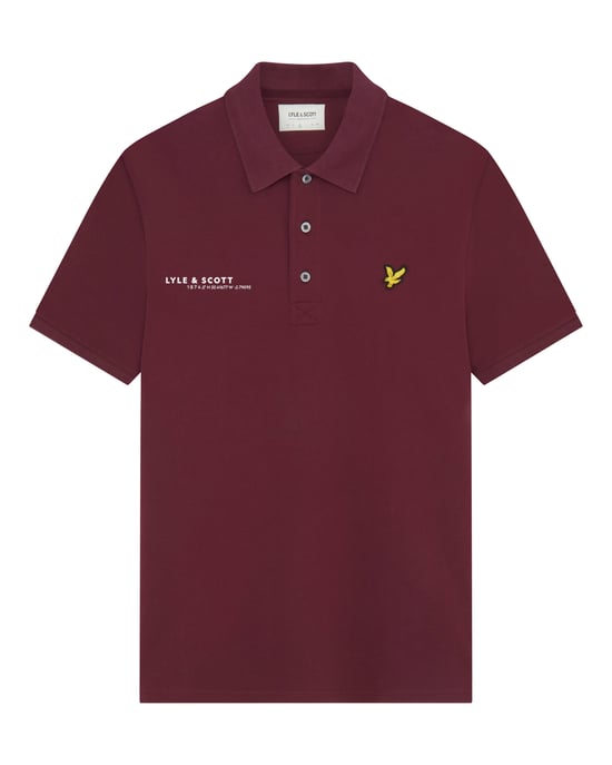 Lyle & Scott men's polo shirt with Co-Ordinates print in burgundy red