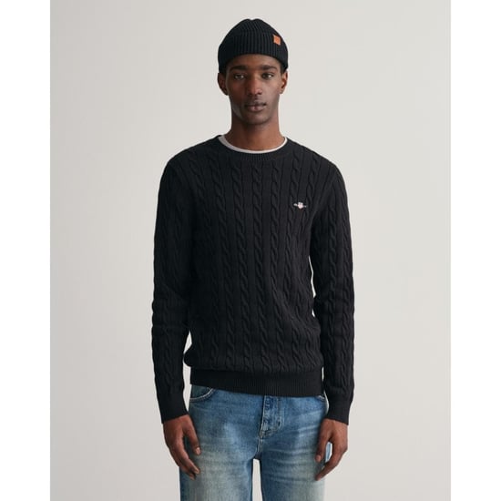 GANT Mens Cotton Cable Knit Crew Neck Jumper - Image 1