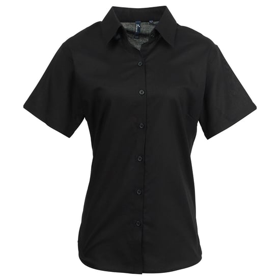 Premier Womens/Ladies Signature Oxford Short-Sleeved Shirt (Black) - Image 1