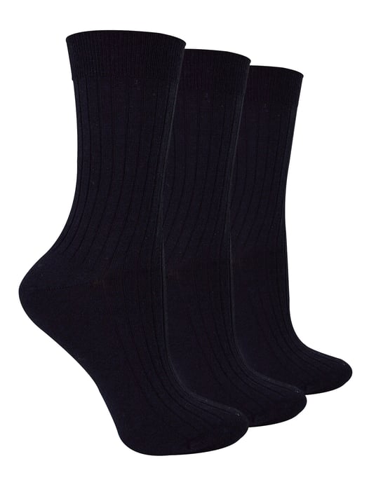 3 Pares Señoras Original Merino Lana Calcetines | Steven | Transpirable Grueso Caliente Bota Calcetines - Negro - Image 1