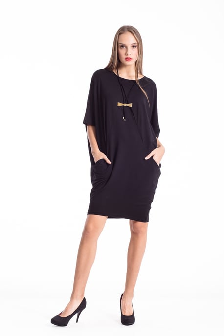 Batwing Sack Jersey Dress with Pockets In Sustainable Fabric