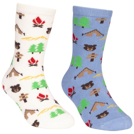 Trespass Childrens/Kids Camping Socks (Pack of 2) (Blue/Cream) - Image 1