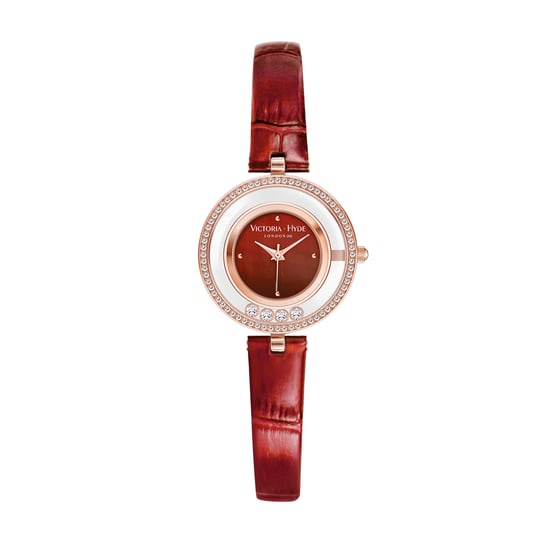 VICTORIA HYDE Ladies Watches Small Dial Analog Quartz Woman Watches with Clear Crystal Elegant Gold Watch for Woman, red crystal - Image 1