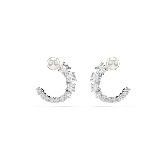 Swarovski 'Matrix' Women's Base Metal Hoop Earrings - Silver 5692260 - Image 1