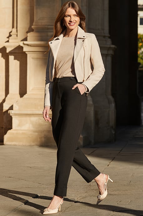 Black Tapered Leg Trousers