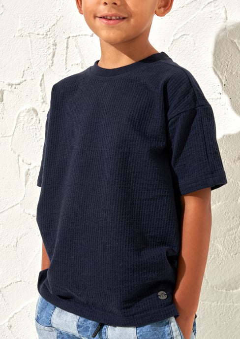 Hector Blue Textured T-Shirt