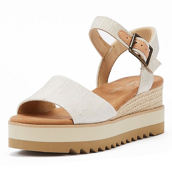 TOMS Diana Canvas Wedge Natural Women's White Sandals - Image 3