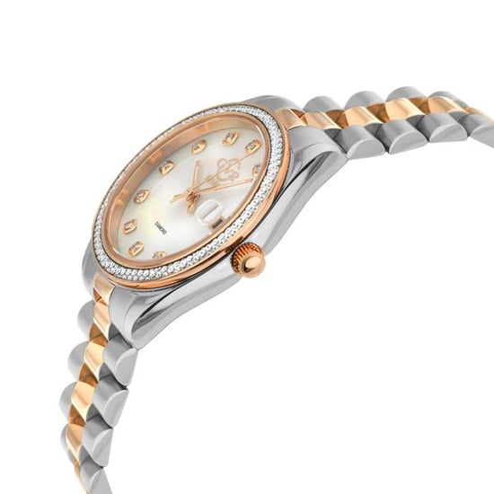 GV2 Women's Turin Swiss Diamond IPRG Stainless Steel Mother of Pearl Dial Watch