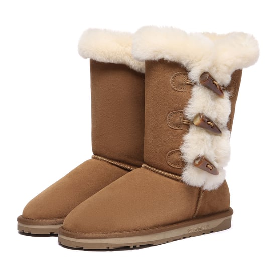 EVER AU Botas altas con botones de cuerno para mujer - Ashy - Image 4
