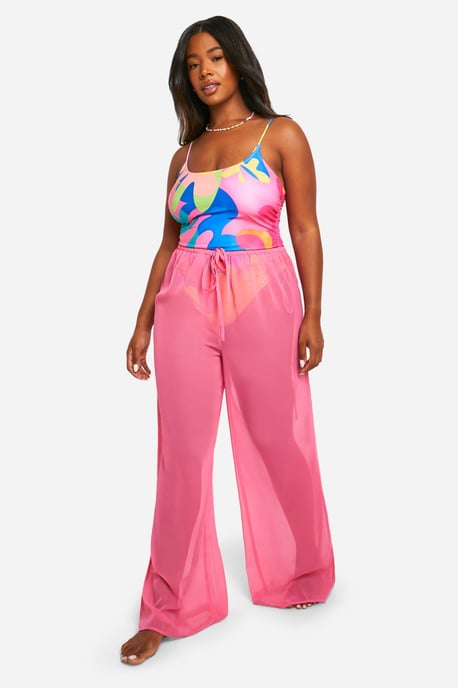 Plus Drawstring Tie Beach Trousers - Image 1