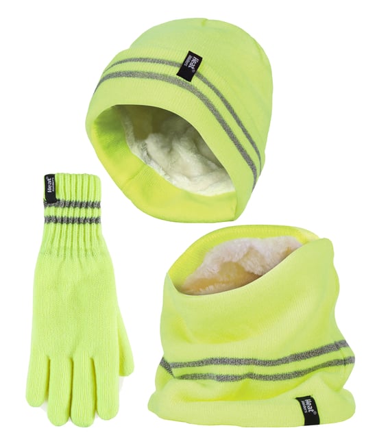 Conjunto de gorro, calentador de cuello y guantes Hi Vis | Calentadores | Ropa de trabajo reflectante para climas extremadamente fríos - Amarillo - Image 1