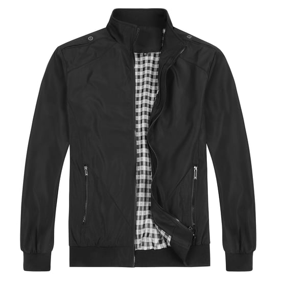 Men's Bomber Jacket with Stand-Up Collar, Transitional Jacket for Autumn, Casual Sports Jacket Black - Image 1