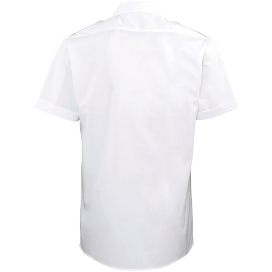 Premier Mens Short Sleeve Pilot Plain Work Shirt (White) - Image 2