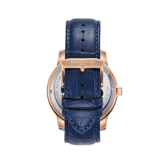 Heritor Automatic Emmanuel Semi-Skeleton Leather-Band Watch