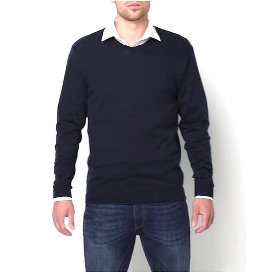 Russell Collection Mens V-Neck Knitted Pullover Sweatshirt (French Navy) - Image 3