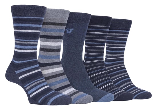 Farah - Paquete de 5 calcetines de algodón para hombre, finos, transpirables, de rayas, de corte clásico y suaves - FCS271DENTEL (Rayas) - Image 1