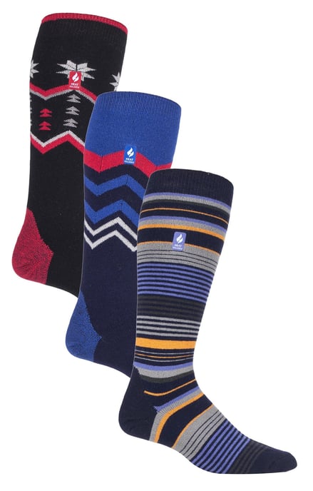 3 Pares Multipack Surtido Ultra Lite Calcetines de Esquí para Hombre | Calcetines Térmicos | Funky Retro Style Knee High Socks - Mix 2 - Image 1