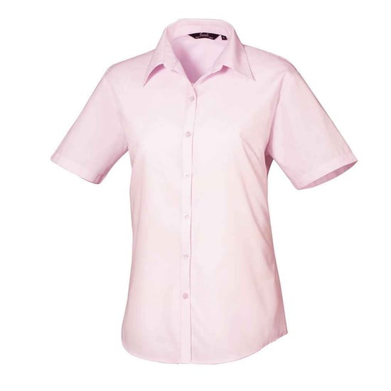 Premier Womens/Ladies Poplin Short-Sleeved Blouse (Pink) - Image 1
