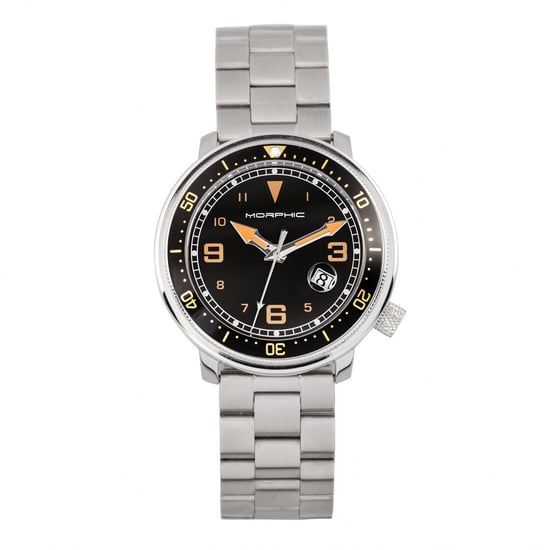 Morphic M74 Series Leather-Band Watch w/Magnified Date Display