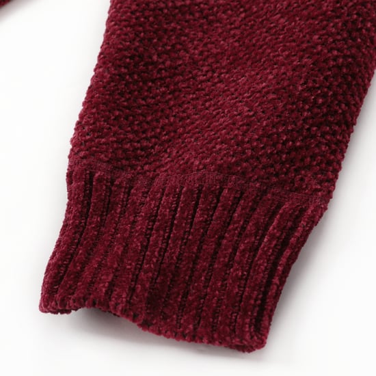 Men's Cardigan with Zip and Stand-Up Collar, Lined Chunky Knit Pullover Red - Image 4