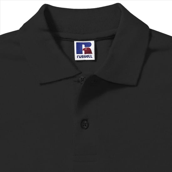 Russell Mens 100% Cotton Short Sleeve Polo Shirt (Black) - Image 2