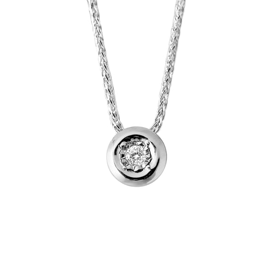 Necklace Diamond Solitaire 0,020 Cts Serti Illusion 0.50 Cts White Gold