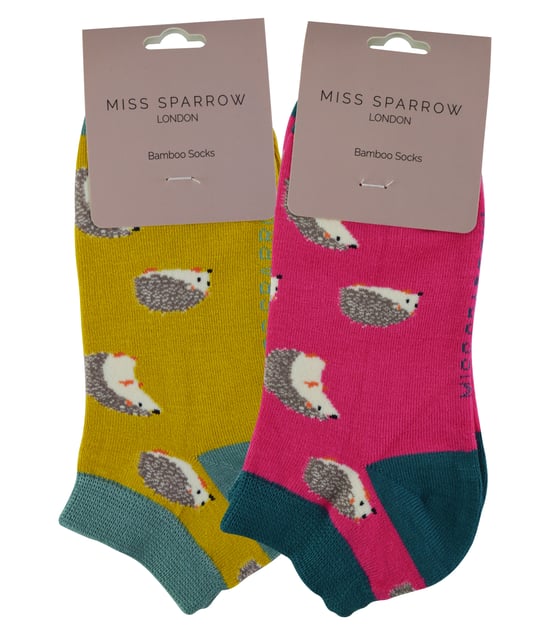 2 Pares de Calcetines de Bambú Multipack | Miss Sparrow | Calcetines Transpirables con Dibujos de Animales - Erizos - Image 2