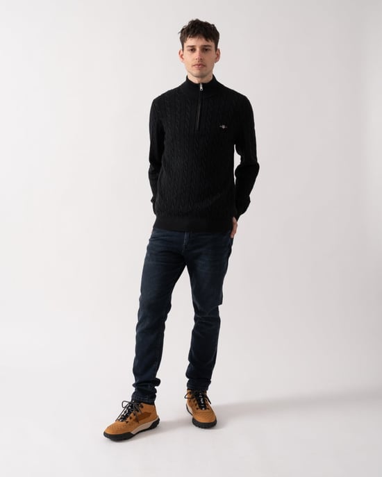 GANT Mens Cotton Cable Half Zip Jumper - Image 4