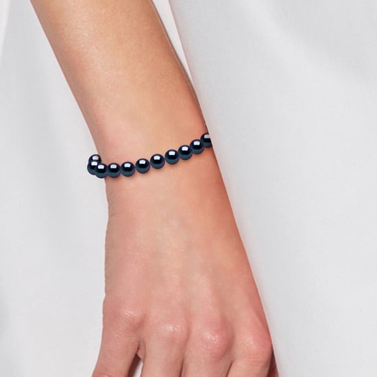 DIADEMA - Bracelet - Real Freshwater Pearls - Black Tahitian Style - Silver