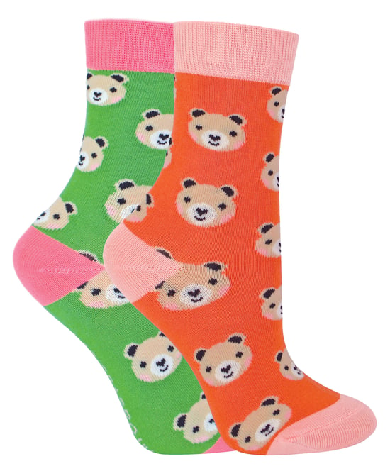 Miss Sparrow - Pack de 2 Calcetines de Bambú con Dibujos de Animales para Niñas - Osos - Image 1