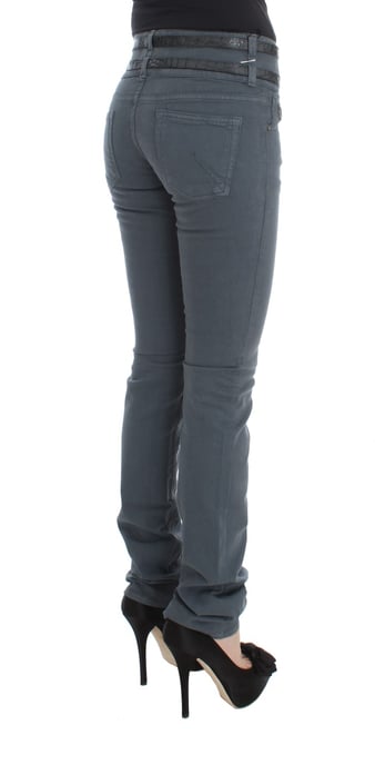 Jeans de mezclilla azul de algodón de corte slim ajustado a la cintura alta Galliano - Image 4