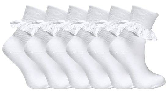 6 Pack Calcetines de Encaje con Volantes para Bebé Niña - Blanco - Image 1