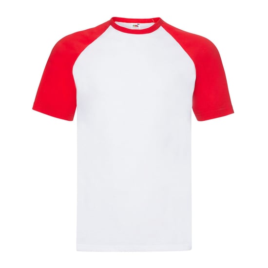 Fruit of the Loom Unisex Adult Contrast Panel Baseball T-Shirt (White/Red) - Image 1