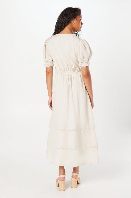 Tall Broderie Trim Button Front Midi Dress